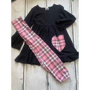 Plaid heart tunic and leggings